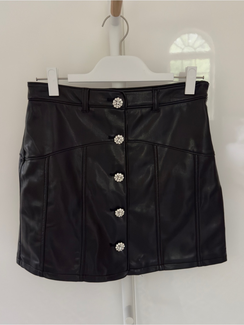 cinq a sept Black Vegan Leather Claudia Skirt